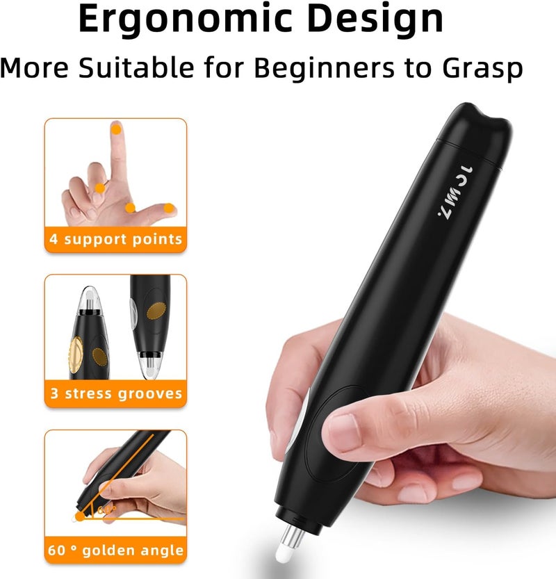 Zmol Electric Eraser for Artists, Rechargeable Electric Eraser Kit, 140 Refills, Automatic Portable Eraser for Precise Drawing, Rechargeable Operated Pencil Eraser for Sketch Pencil, Crafts (Black) - Image 4